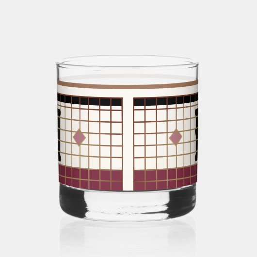  Bistro Tegel Cranberry en Gold Monogram Whisky Glas (Links)