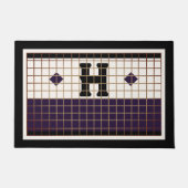  Bistro Tegel Paarse en Gouden Monogram Deurmat (Voorkant)