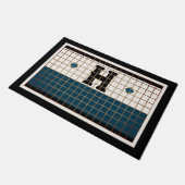  Bistro Tegel Turquoise en Gouden Monogram Deurmat (Schuin)