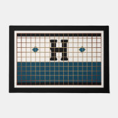  Bistro Tegel Turquoise en Gouden Monogram Deurmat (Voorkant)