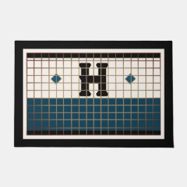  Bistro Tegel Turquoise en Gouden Monogram Deurmat