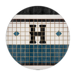  Bistro Tegel Turquoise en Gouden Monogram Snijplank