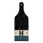 Bistro Tegel Turquoise en Gouden Monogram Snijplank (Voorkant)