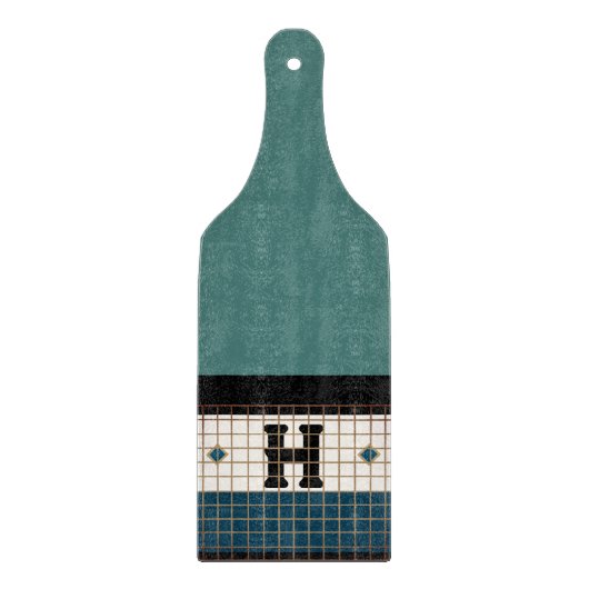  Bistro Tegel Turquoise Monogram Snijplank (Voorkant)