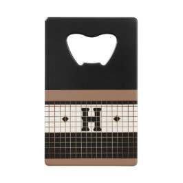  Bistro Tegel Zwart en Goud Monogram Creditkaart Flessenopener