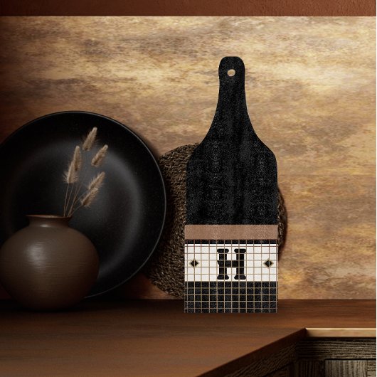  Bistro Tegel Zwart en Goud Monogram Snijplank