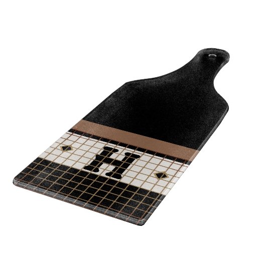 Bistro Tegel Zwart en Goud Monogram Snijplank (Hoek)