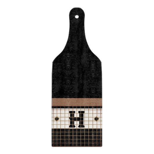 Bistro Tegel Zwart en Goud Monogram Snijplank (Voorkant)