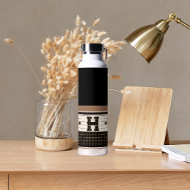 Bistro Tegel Zwart en Goud Monogram Waterfles