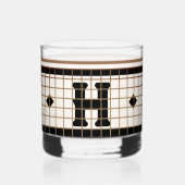  Bistro Tegel Zwart en Goud Monogram Whisky Glas (Voorkant)