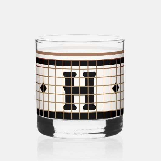  Bistro Tegel Zwart en Goud Monogram Whisky Glas (Achterkant)