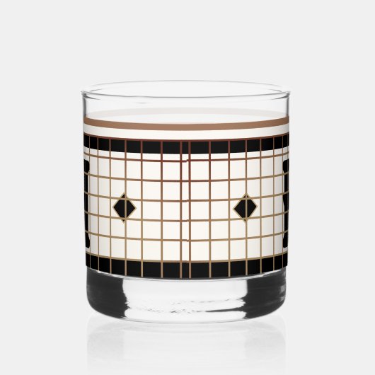 Bistro Tegel Zwart en Goud Monogram Whisky Glas (Links)