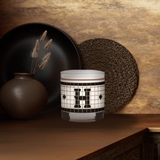  Bistro Tegel Zwart en Goud Monogram Whisky Glas