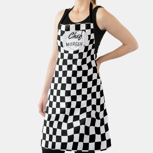 Bistro Zwart-wit Checkerboard Mannen Schort (Insitu)