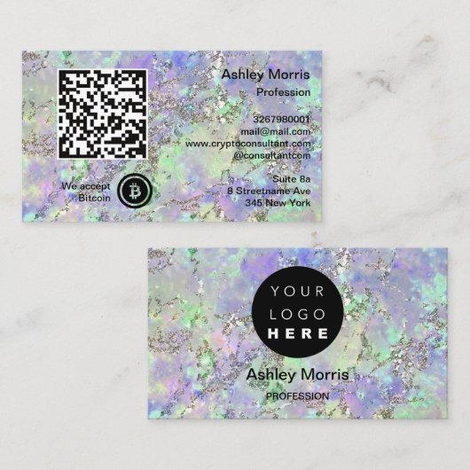 Bit Me QR-code We accepteren bitmunt Logo Glitter Visitekaartje (Voorkant / Achterkant)