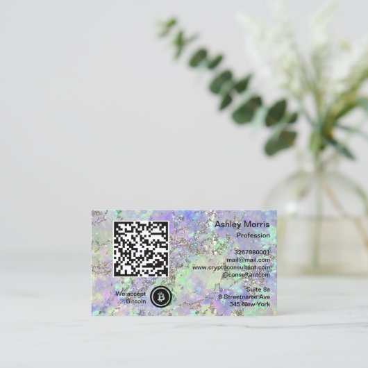 Bit Me QR-code We accepteren bitmunt Logo Glitter Visitekaartje (Staand voorkant)