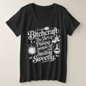 Bitchcraft Halloween White op zwart Grote Maat T-shirt (Design voorkant)