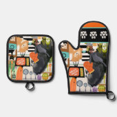 BITCHEN KITCHEN cute dog cooking Ovenwant & Pannenlap Set (Voorkant)