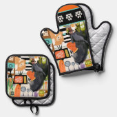 BITCHEN KITCHEN cute dog cooking Ovenwant & Pannenlap Set (Voorkant / Achterkant)