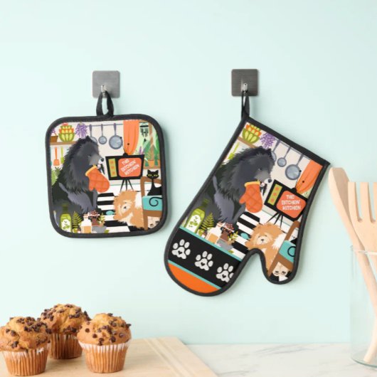 BITCHEN KITCHEN cute dog cooking Ovenwant & Pannenlap Set