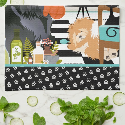 BITCHEN KITCHEN cute dog cooking Theedoek (Gevouwen)