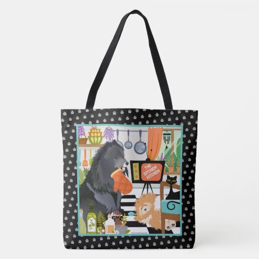 BITCHEN KITCHEN cute dog cooking Tote Bag (Voorkant)