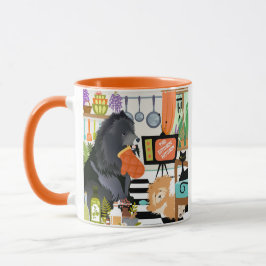BITCHEN KITCHEN measure 1 1/2 cups dog cute mug Mok