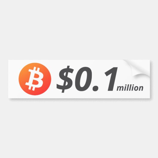 Bitcoin $0.1M ($100K) Een miljoen Bumpersticker (Voorkant)