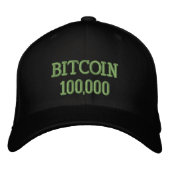 Bitcoin 100000 viering geborduurde pet (Voorkant)