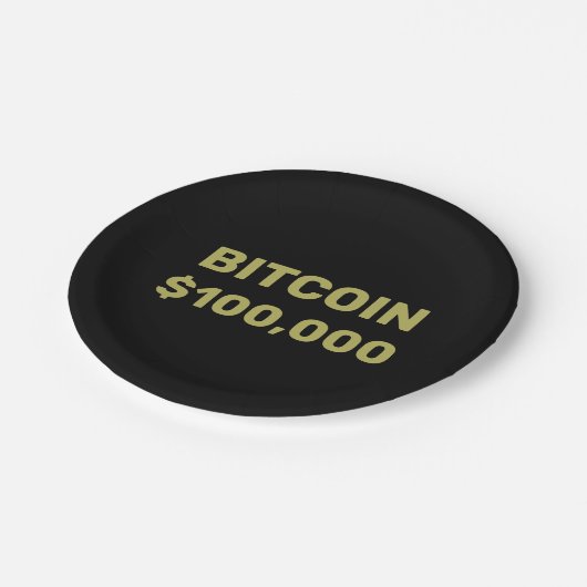 Bitcoin 100000 viering papieren bordje (Gekanteld)
