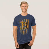 Bitcoin American Flag Patriot Crypto Gear Design Tri-Blend Shirt (Voorkant volledig)
