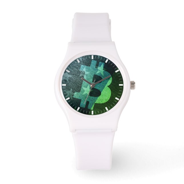Bitcoin Amerika ₿  (Groen) Horloge (Voorkant)