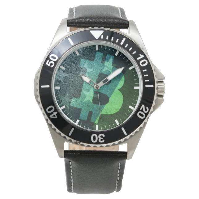 Bitcoin Amerika ₿  (Groen) Horloge (Voorkant)