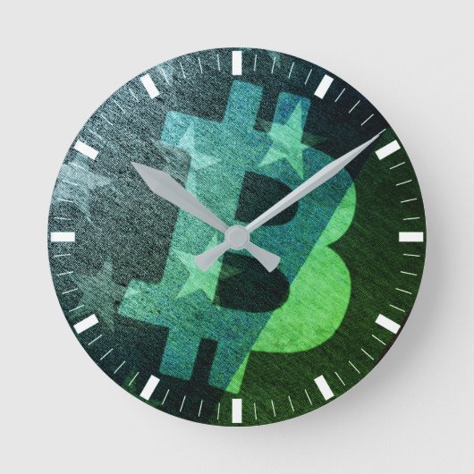 Bitcoin Amerika ₿ (Groen) Ronde Klok (Voorkant)
