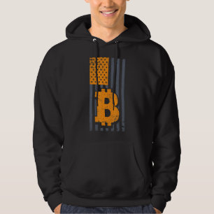 Bitcoin Amerikaanse Flag BTC Crypto  Retro In Hoodie