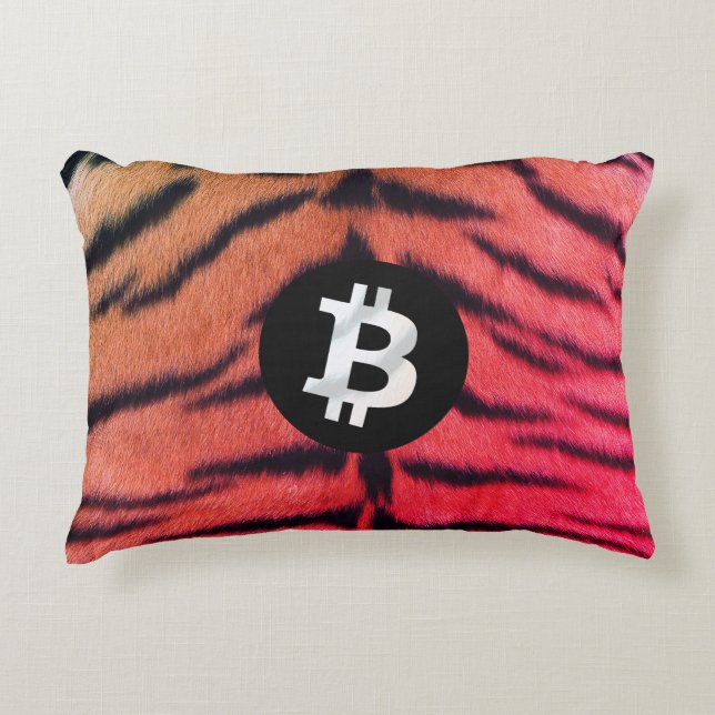 Bitcoin Animal (Tiger, Style 2) Accent Kussen (Voorkant)
