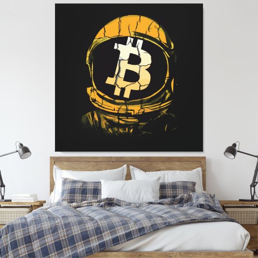 Bitcoin Astronaut-Crypto Astronaut Canvas Afdruk (Insitu (Slaapkamer))