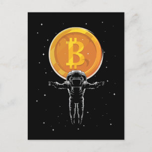 Bitcoin Astronaut naar de maan - Bitcoin Crypto Briefkaart