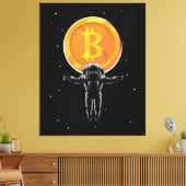 Bitcoin Astronaut naar de maan - Bitcoin Crypto Canvas Afdruk (Insitu (Woonkamer))