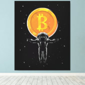 Bitcoin Astronaut naar de maan - Bitcoin Crypto Canvas Afdruk (Insitu (Houten vloer))