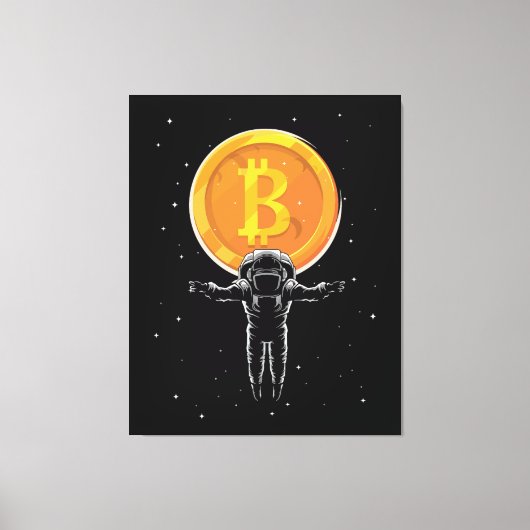 Bitcoin Astronaut naar de maan - Bitcoin Crypto Canvas Afdruk (Voorkant)