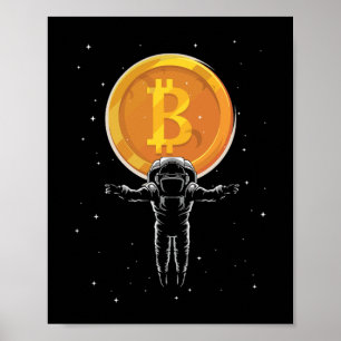 Bitcoin Astronaut naar de maan - Bitcoin Crypto Poster