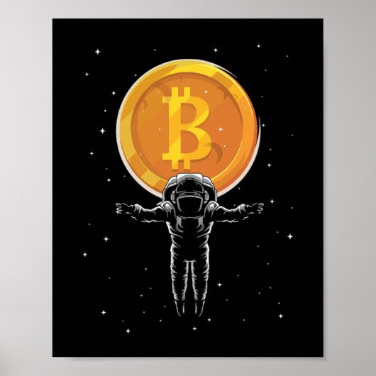 Bitcoin Astronaut naar de maan - Bitcoin Crypto Poster (Voorkant)