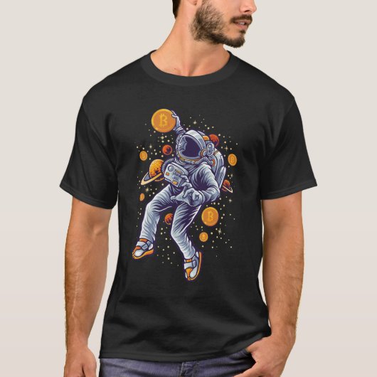 Bitcoin Astronaut naar de maan - Bitcoin Crypto T-shirt (Voorkant)