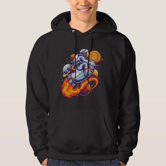 Bitcoin Astronaut naar de maan - BTC Crypto Hoodie (Voorkant)