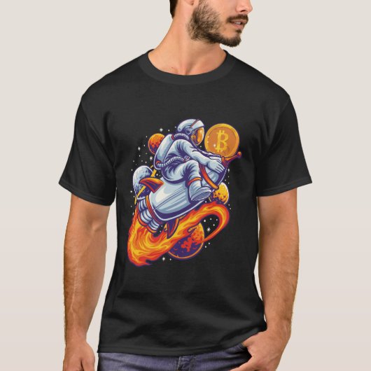 Bitcoin Astronaut naar de maan - BTC Crypto T-shirt (Voorkant)