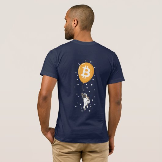 Bitcoin Astronaut naar de maan - Btc Crypto T-shirt (Achterkant volledig)