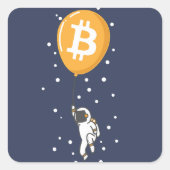 Bitcoin Astronaut naar de maan - Btc Crypto Vierkante Sticker (Voorkant)