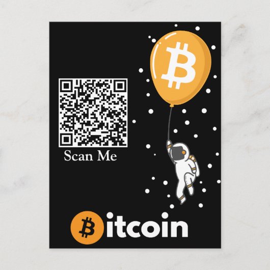 Bitcoin Astronaut naar de maan - BTC QR-code Crypt Briefkaart (Voorkant)