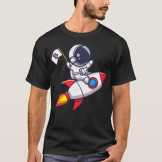 Bitcoin-astronaut op een raket zwaait met een vlag t-shirt